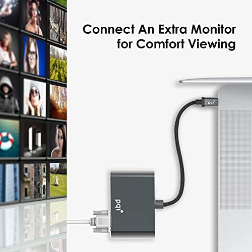 PQI USB C do HDMI VGA adapter, USB tip C do dual VGA HDMI Converter Converter, 4K adapter kompatibilan sa MacBook Pro, iPad Pro, laptop,