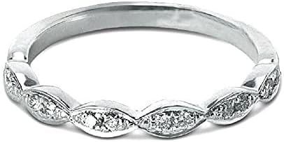 ABHI stvorio okrugli rez bijeli dijamant 925 Srebra 14k bijelog zlata preko dijamant Vintage pola bend vjenčani prsten za žene
