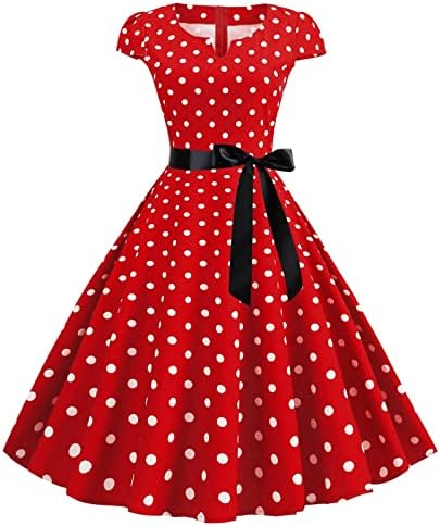 Ljetne casual haljine za žene Žene zabave Casual Dots Ispis kratkih rukava 1950-ih Domaćica večernji posao