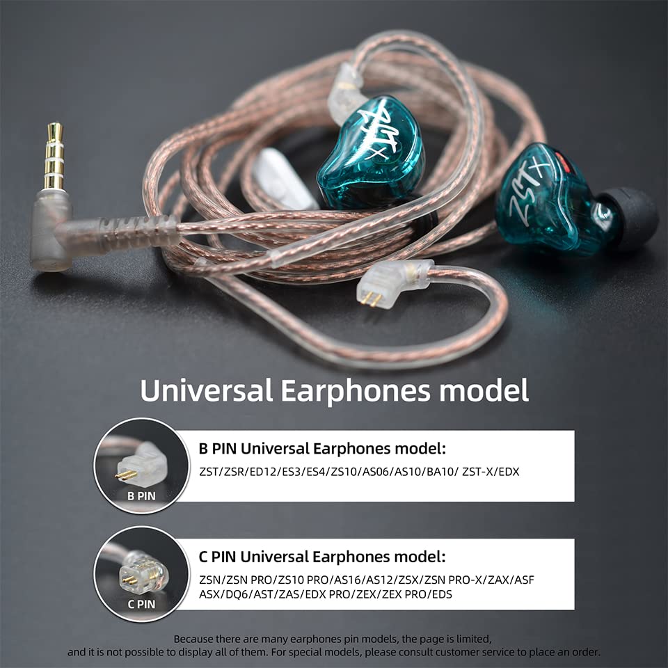 Kabel za slušalice za uši, bakarski kostir visoke čistoće odvojio / ušile odvojivi zamjenski kabel sa 0,75 mm 2pins za KZ ZSR ED12