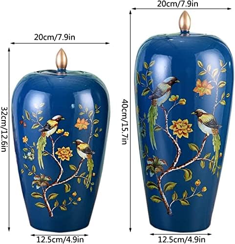 CNPraz jingdezhen keramički đumbir Jar za kućni dekor, orijentalni ručni hram jarci sa poklopcem, cvijeće ptice vaze dizajn porculanski