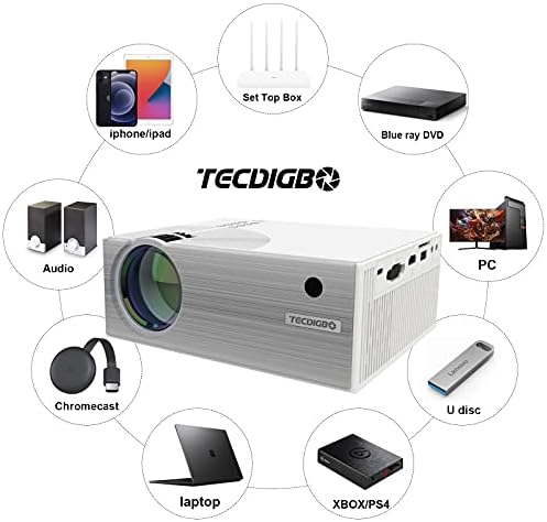 TECDIGBO mini projektor, prenosivi filmski projektor, Smart Home WiFi projektor 720p video projektor za iOS, Android, kompatibilan