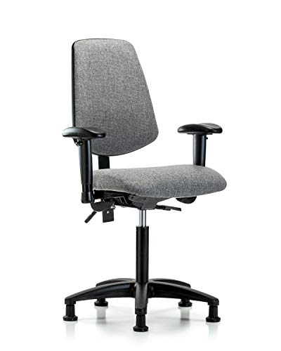 LabTech sjedeća LT42355 stolica sa srednjom klupom, tkanina, najlonska baza sa srednjim leđima-nagib, ruke, klizanje, siva