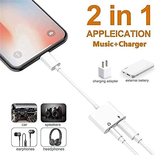 [2 paket] Adapter za slušalice za iPhone, munje do 3,5 mm Jack Dongle [Apple MFI certificirani] Aux audio punjač Dijeljenje kompatibilan